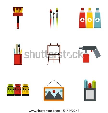 Drawing icons set. Flat illustration of 9 drawing vector icons for web