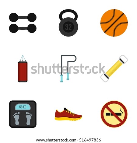 Active sport icons set. Flat illustration of 9 active sport vector icons for web