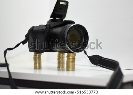 Making photos abstraction. Camera isolated on white background.