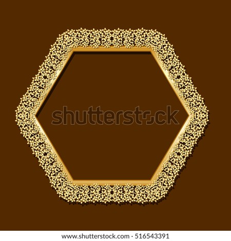 frame gold color with shadow on brown background