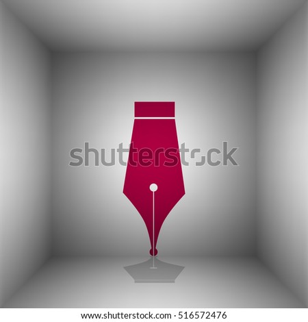 Pen sign illustration. Bordo icon with shadow in the room.