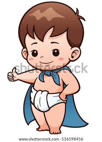 Vector Illustration of Cartoon Baby super hero cosplay character