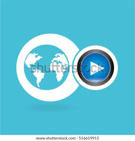 button video player global connection design vector illustration eps 10