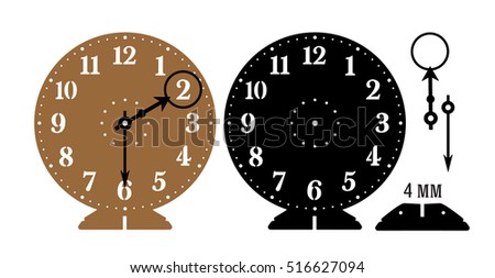 Elegant Arabic numeral clock on pedestal- vector Twenty CM for wood, paper, laser cutting with individual arrows and magnifier pointer for table numbering on wedding, holiday dinner
