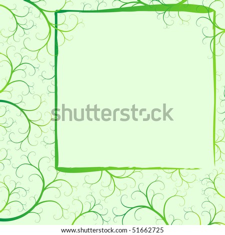 green square vector spring frame with swirls