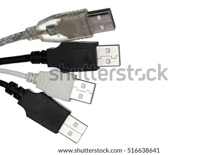four isolated computer plugs on white background
