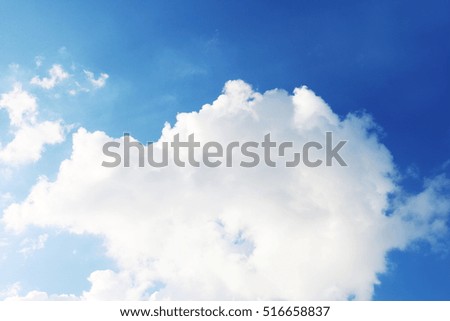 sky, beautiful blue sky with big clouds for background, sky bright clear on summer, single cloud white