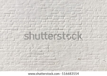 White Brick Wall Background. Whitewash Brick Wall Seamless Texture. Abstract White Backdrop. White Brickwork Art Wallpaper. Old Lime Washed Wall Structure. White Painted Retro Wall Surface. Royalty-Free Stock Photo #516683554