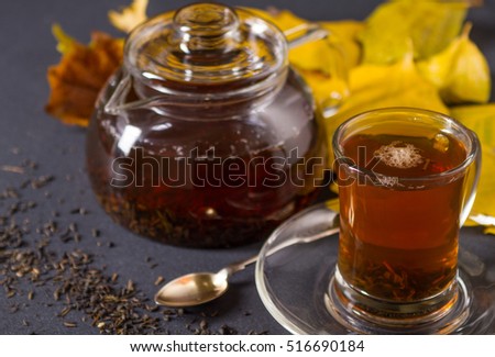 tea cup on a autumn background