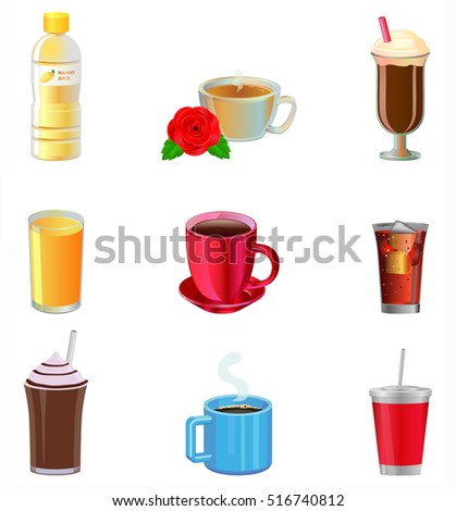 Various non-alcoholic drink vector illustration