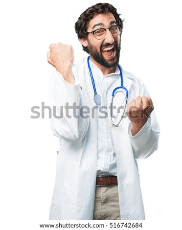 young funny man success pose. doctor concept