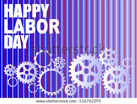 Happy Labor day american. text and gear background. vector illustration