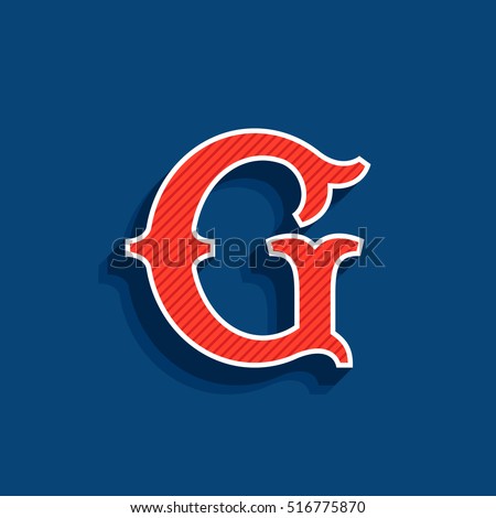 G letter logo in classic sport team style font. Typography for your posters, sportswear, club t-shirt, banner, etc.  