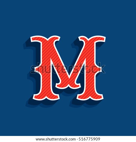 M letter logo in classic sport team style font. Typography for your posters, sportswear, club t-shirt, banner, etc.  