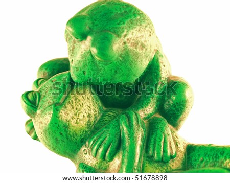 Two Green Frogs in a Romantic Embrace Statue