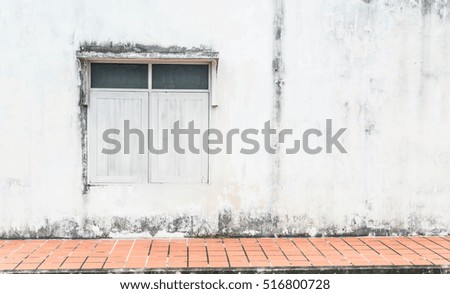 old window with wall background copy space