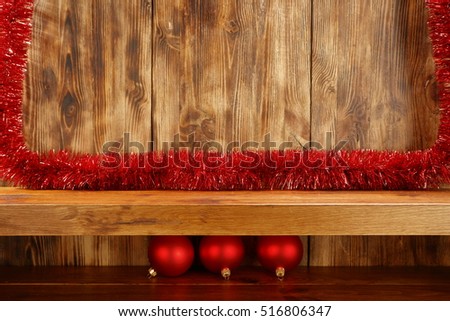 Wooden background of xmas time and free space for your decoration 