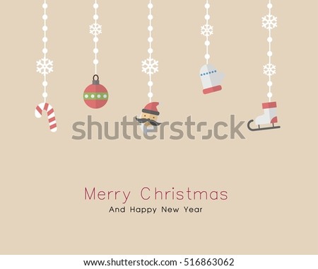 Merry Christmas and Happy New Year, Decorations Elements Background