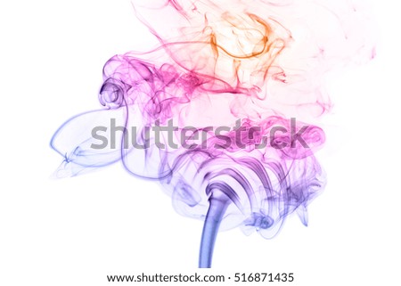 colorful smoke isolated on white background