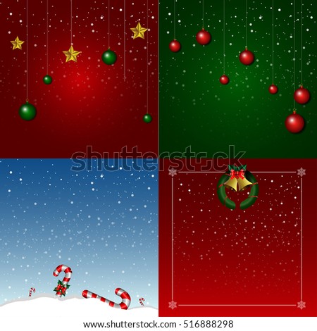 Set of christmas backgrounds with different elements, Vector illustration