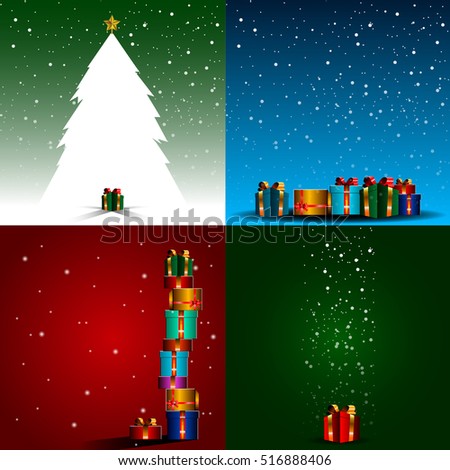 Set of christmas backgrounds with different elements, Vector illustration