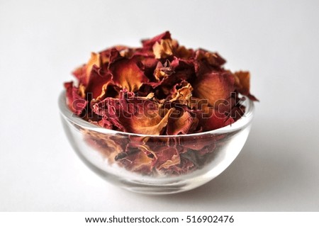 Dried rose petals  - close up with copy space