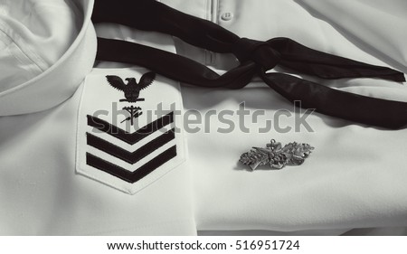 Black and White US Navy Uniform Photograph
