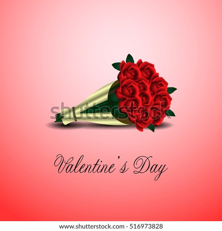 Isolated roses on a colored background, Valentine day vector illustration
