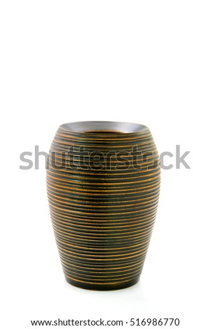 Empty Wooden vases on white background