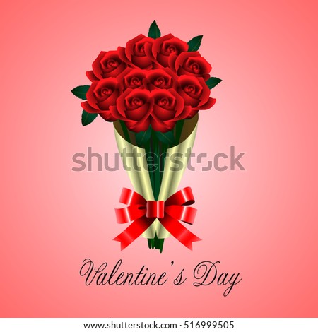 Isolated roses with a ribbon, Valentine day vector illustration