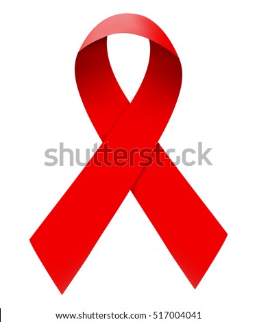 Red ribbon isolated. AIDS icon. Vector illustration.