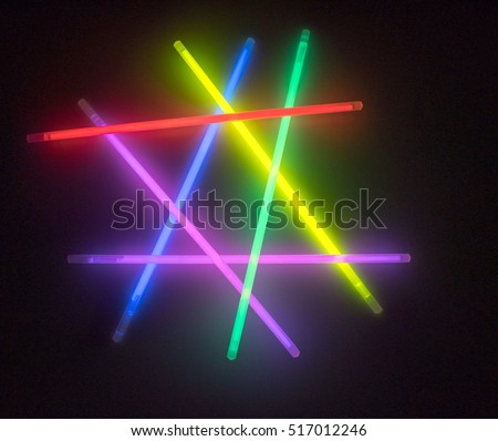 Colorful fluorescent light neon on black background

