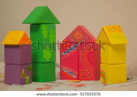 tower of colorful childish play cubes