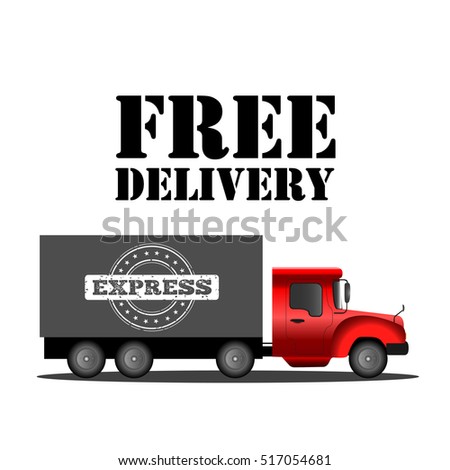 Isolated truck with free delivery tag, Vector illustration