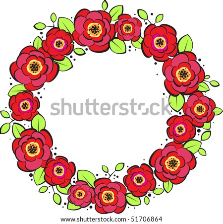 wreath of red flowers and foliage