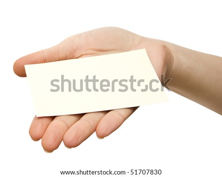 a  card blank in a hand .