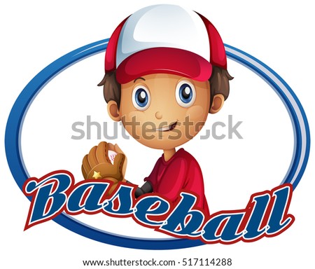 Sport logo design with baseball player illustration