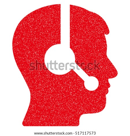 Operator grainy textured icon for overlay watermark stamps. Flat symbol with dust texture. Dotted vector red ink rubber seal stamp with grunge design on a white background.