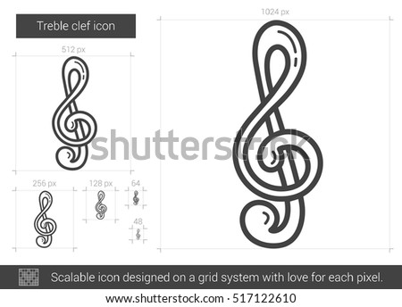 Treble clef vector line icon isolated on white background. Treble clef line icon for infographic, website or app. Scalable icon designed on a grid system.