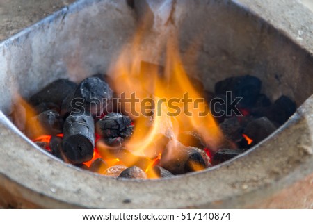 Charcoal stove  burning