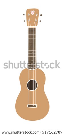 Ukulele, hawaiian guitar. Isolated on white. Vector hand drawn illustration