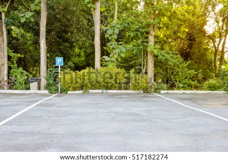 Lines parking with forest background