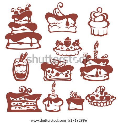 Vector collection of cakes images, symbols and emblems