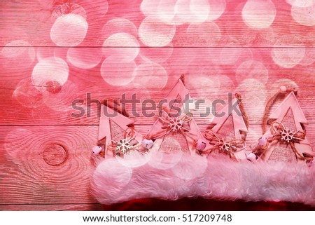 Christmas decoration with lights on background
