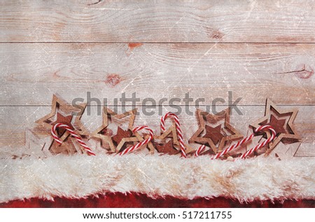 Christmas festive decoration on a old wood background
