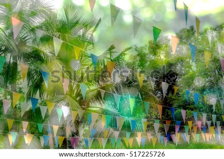 Colorful flag on abstract blur bokeh background
