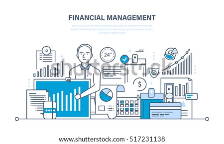 Financial management, analysis and market research, deposits, contributions and savings, statistics and accounting. Illustration thin line design of vector doodles, infographics elements. Royalty-Free Stock Photo #517231138