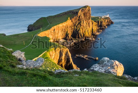 Neist point lighthouse on the Isle of Skye Royalty-Free Stock Photo #517233460