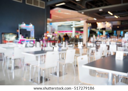 Blurred  background abstract and can be illustration to article of Tables and chairs in restaurant