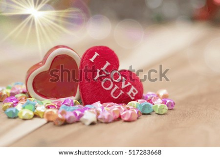 Vintage Valentine background with heart on wooden planks background Gradient.
